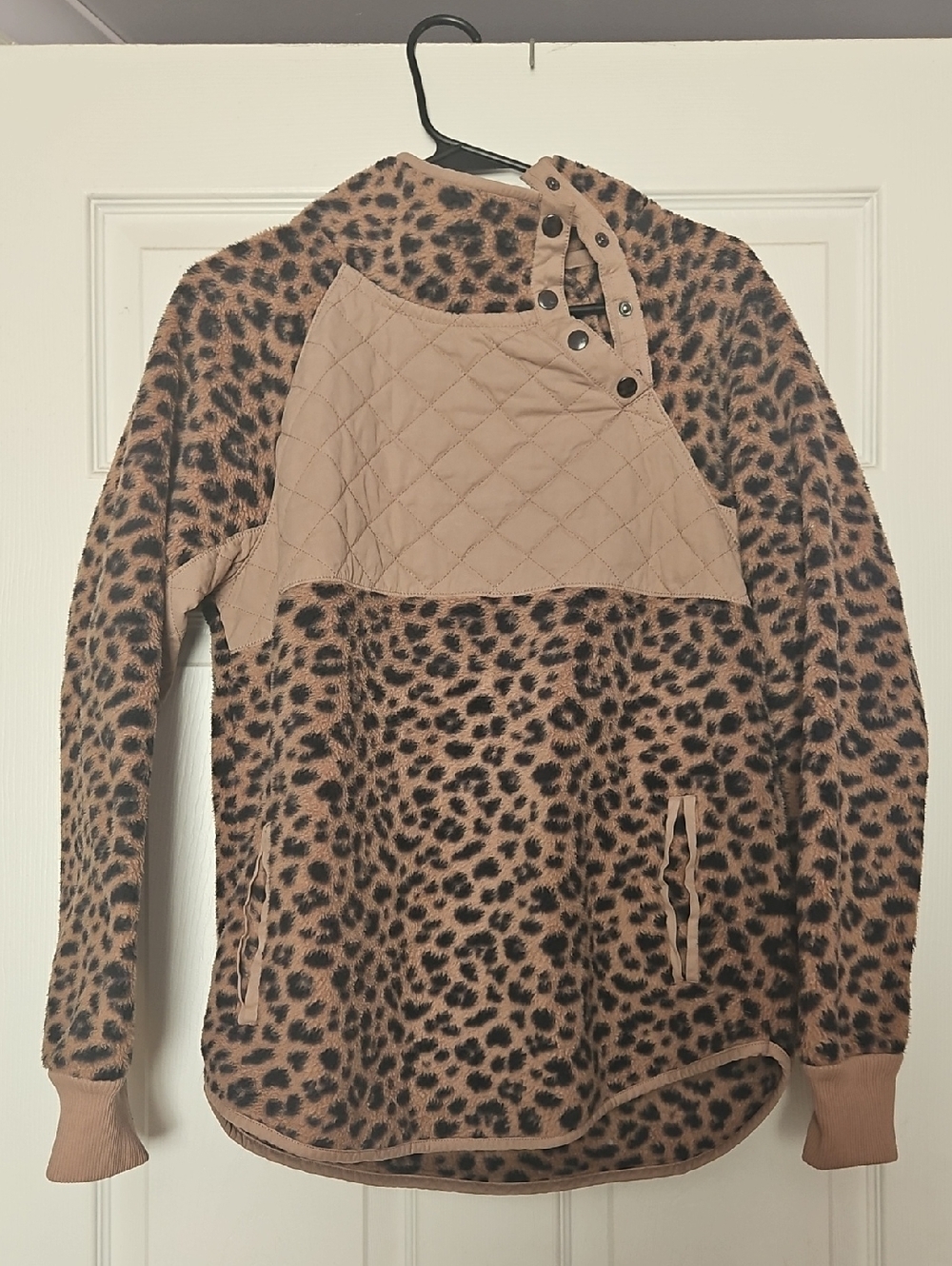 Abercrombie & Fitch Leopard Print Teddy Pullover Jacket - Brown